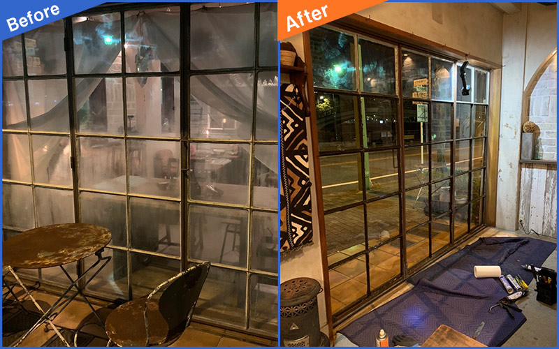 オシャレな格子の窓枠のBefore&After画像