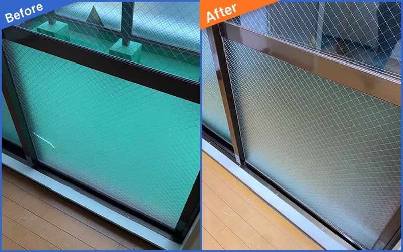 ベランダにつながる窓ガラスのBefore&After画像