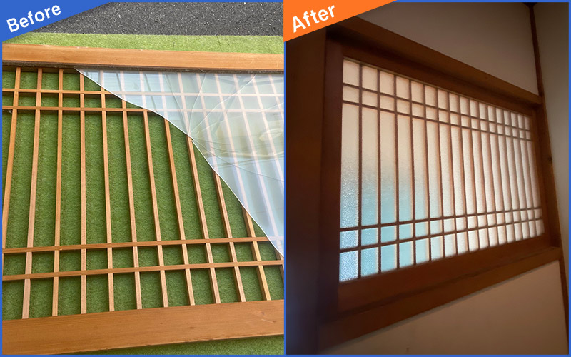 格子がついたガラス窓のBefore&After画像