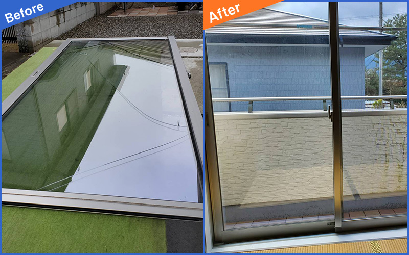 ヒビが入ったガラス窓のBefore&After画像