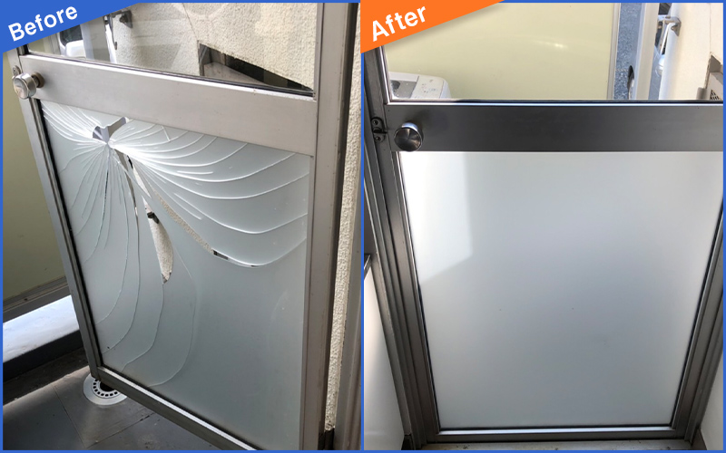 ガラスにひびが入っている画像のBefore&After画像