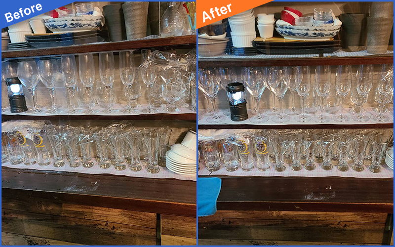 グラスが並んだ棚画像のBefore&After画像