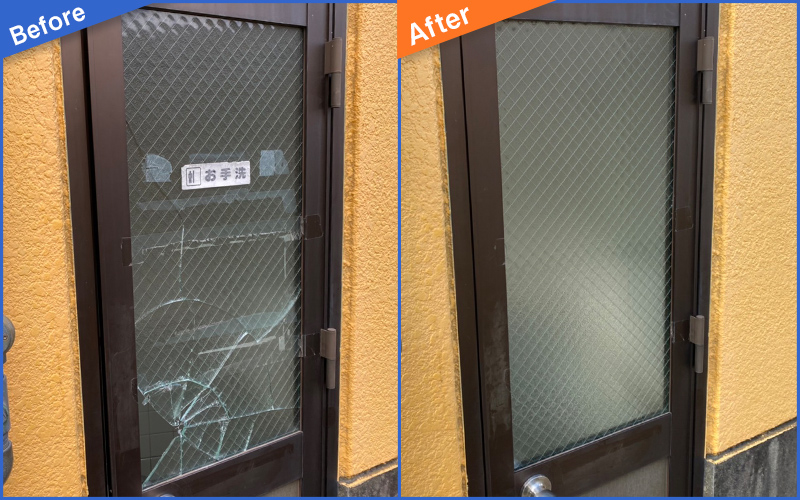 割れた扉画像のBefore&After画像