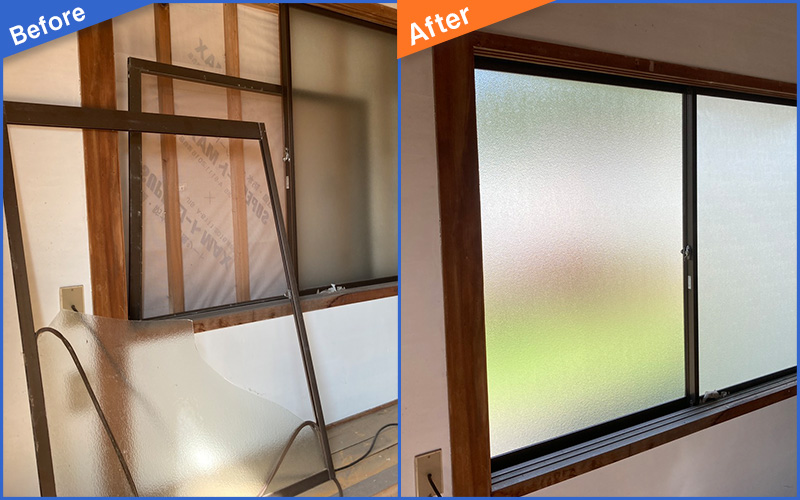 大きな木枠窓のBefore&After画像
