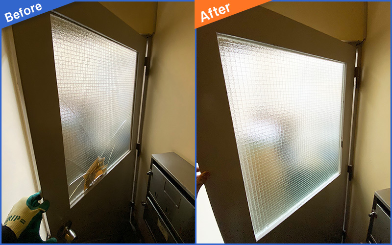 網目のあるガラス扉のBefore&After画像