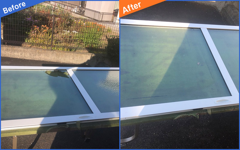 白枠のすりガラスのBefore&After画像