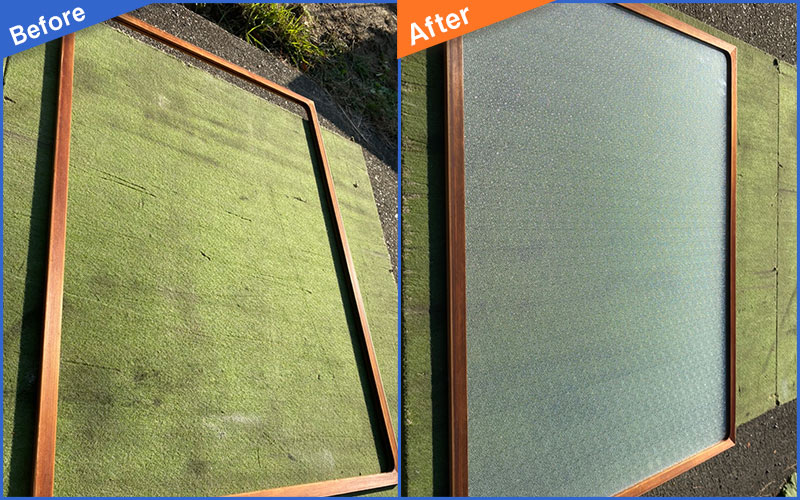 木枠あるガラスのBefore&After画像