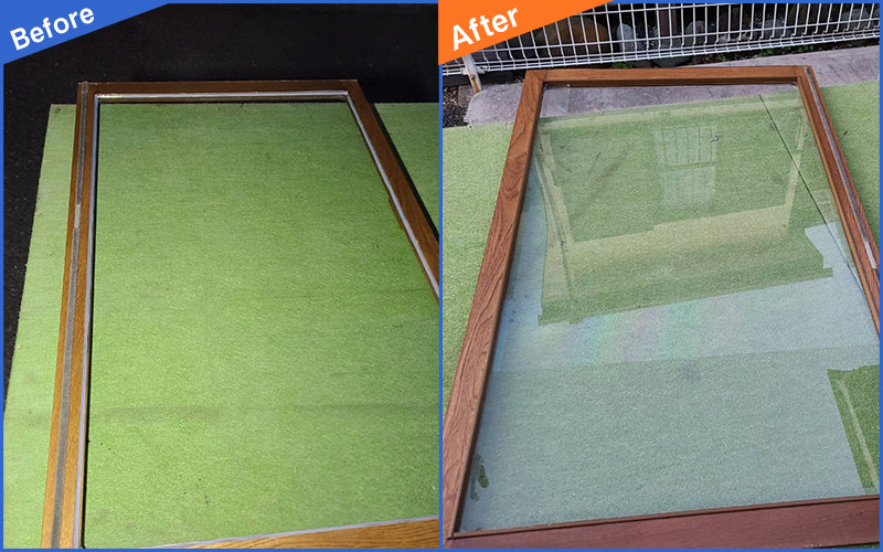 木枠のガラス窓のBefore&After画像