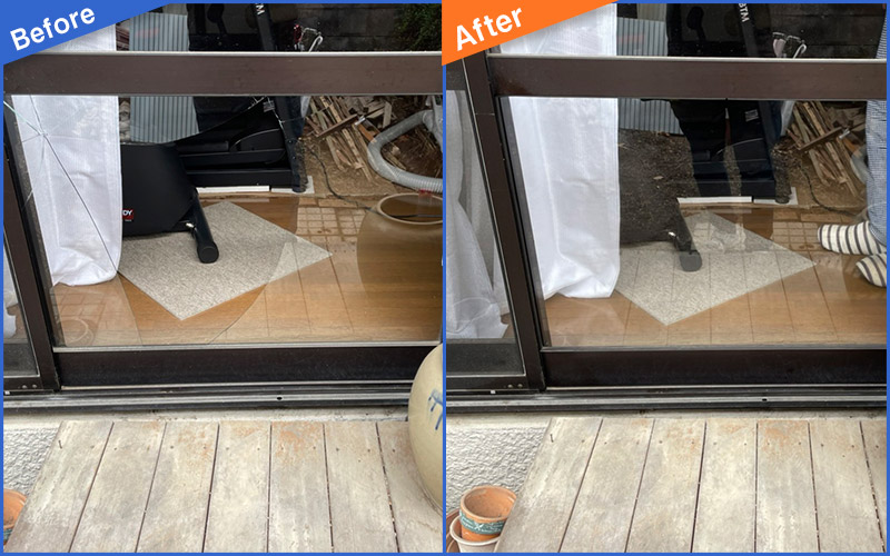 ベランダから見た窓のBefore&After画像
