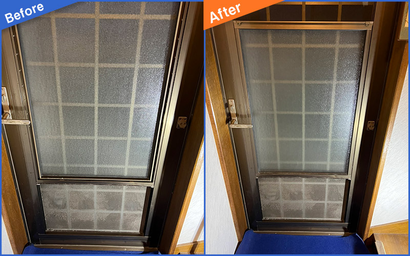 勝手口ドアガラスのBefore&After画像