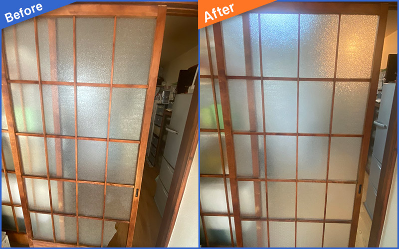 障子ガラスの内扉のBefore&After画像