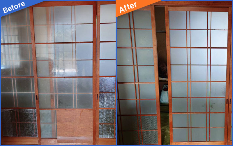障子ガラスの内扉のBefore&After画像