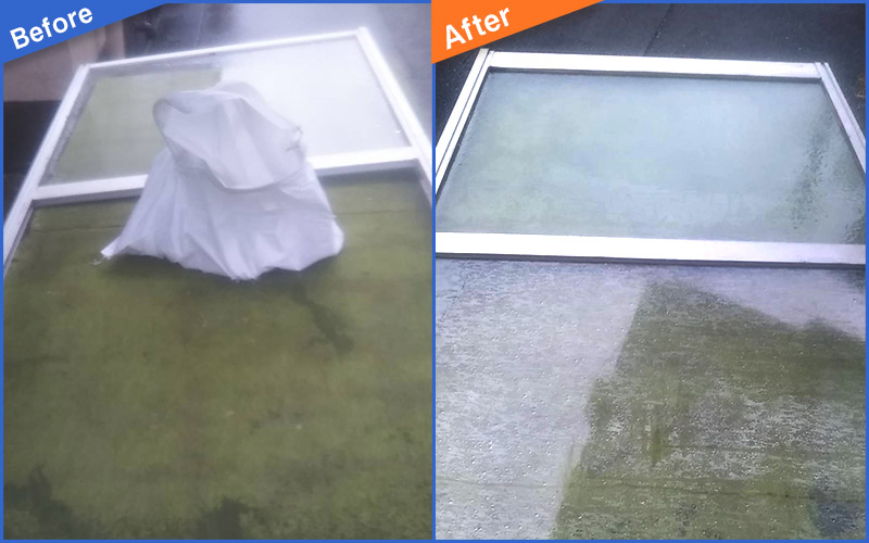 湿気の多い日に撮影したガラスのBefore&After画像