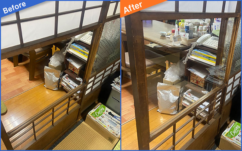 割れてガラスがなくなった障子内扉のBefore&After画像