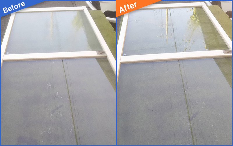 白枠のガラスを交換した窓枠のBefore&After画像