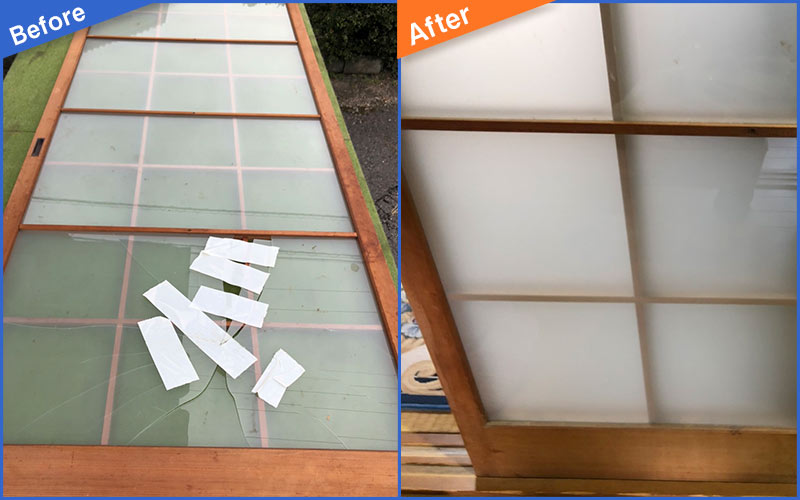 ガラスが割れた障子扉のBefore&After画像