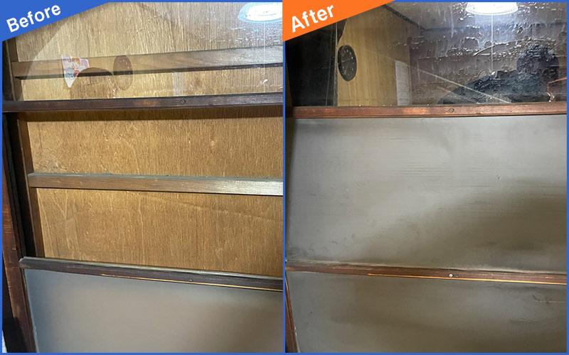 木製曇りガラスの扉のBefore&After画像