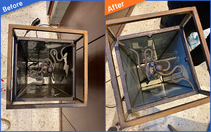 ガラスがない外灯のBefore&After画像