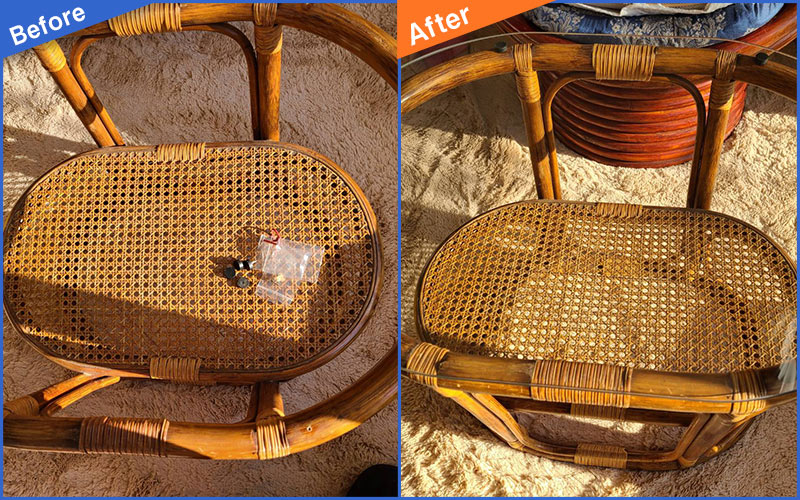 木製ガラス板テーブルのBefore&After画像