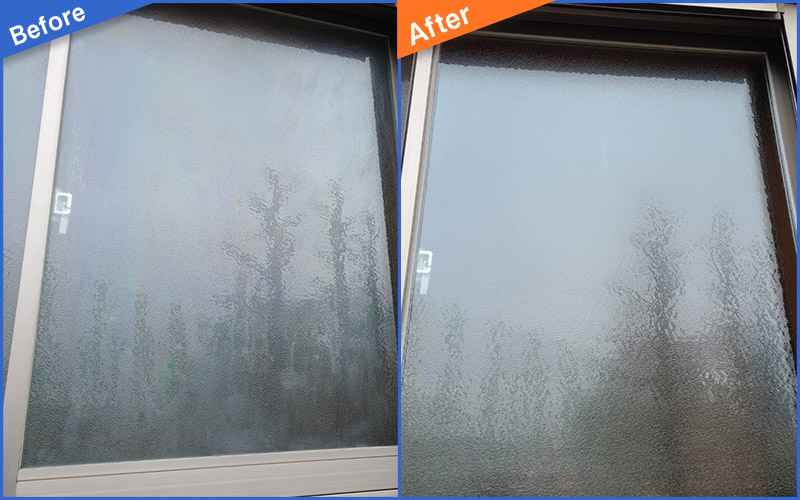 木枠のガラスのBefore&After画像