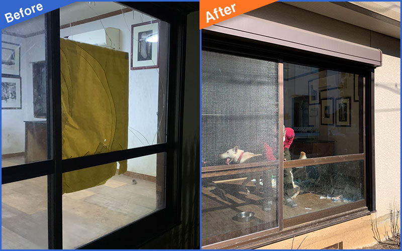 ガラスが外れていた窓枠のBefore&After画像