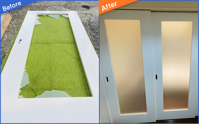 割れたペアガラス交換のBefore&After画像