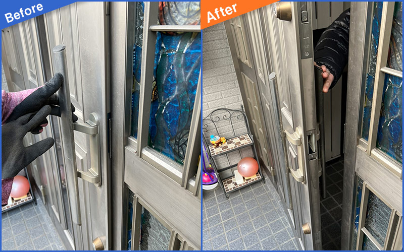 ステンドグラスのついた玄関ドアのBefore&After画像