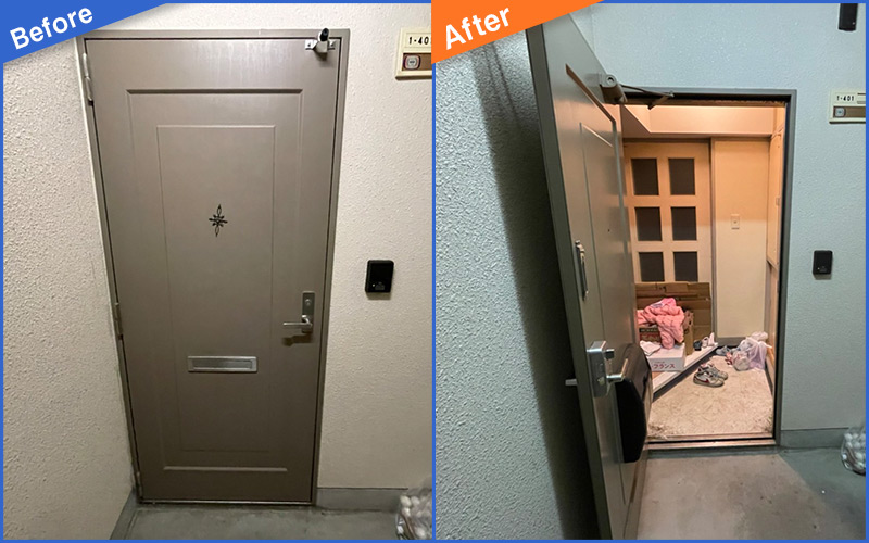 灰色の玄関扉のBefore&After画像