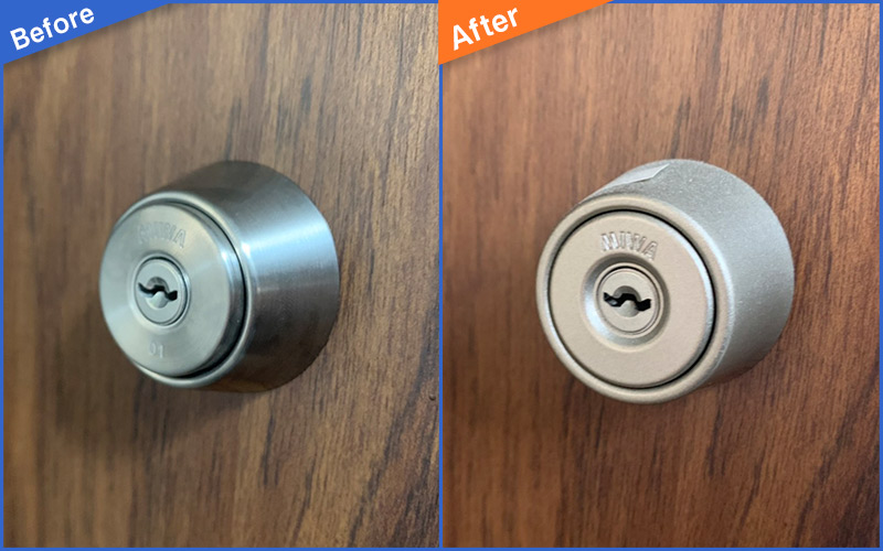 木製ドアの鍵穴のBefore&After画像