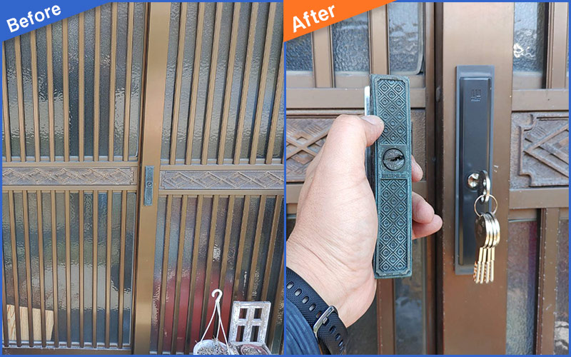 古い玄関扉の鍵のBefore&After画像