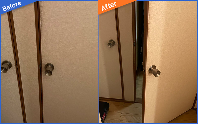 鍵のついた室内扉のBefore&After画像