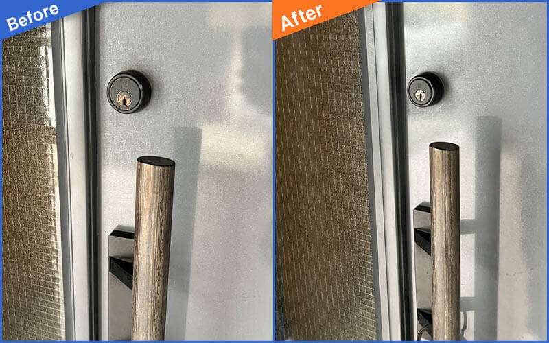 玄関の鍵が交換されたBefore&After画像