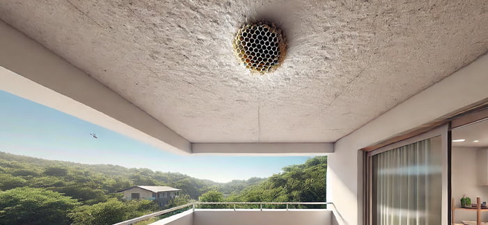 天井にハチの巣